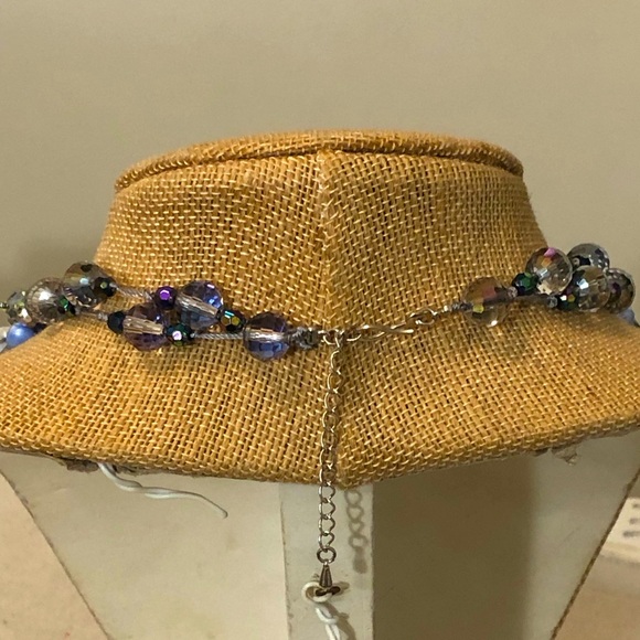 Gray, Purple Freshwater Pearl And Crystal Cluster Necklace , Earring Set 19+2 “ - Picture 6 of 6